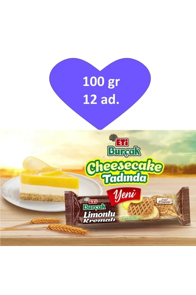 Eti Burçak Limonlu Kremalı Cheesecake Tadında 100 Gr 12 Adet Muhteşem Lezzet
