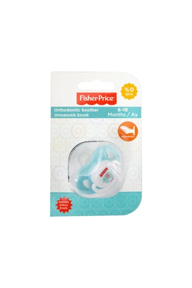 FISHER PRICE Bebek Damaklı Silikon Ortodontik Emzik Mavi 0-6 ay