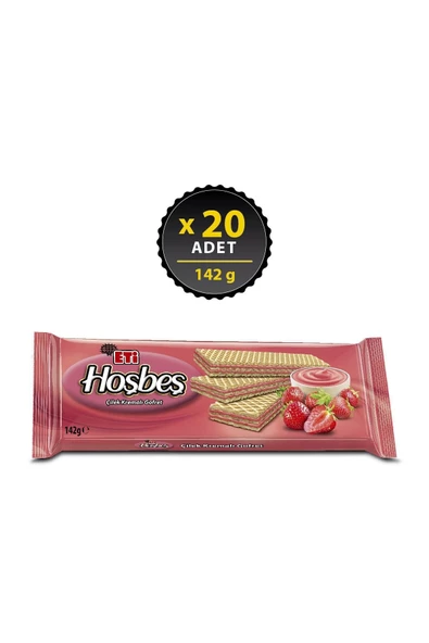 Eti Hoşbeş Çilek Kremalı Gofret 142 g x 20 Adet