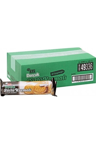 Eti Burçak Sütlü Kremalı Yulaflı Bisküvi 100 Gr. X 12 Adet