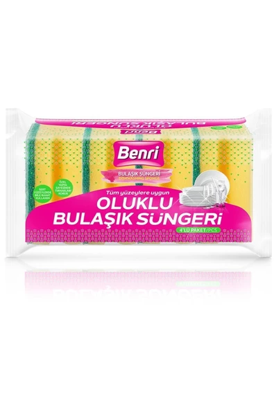 Benri Oluklu Bulaşık Süngeri 4'lü