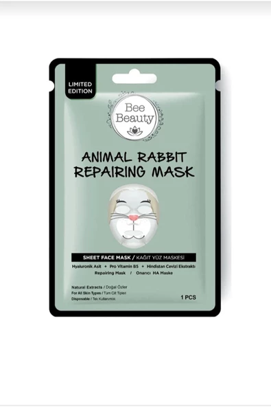 Bee Beauty Animal Kağıt Maske Rabbit Onarıcı Tavşan Maske 25ml