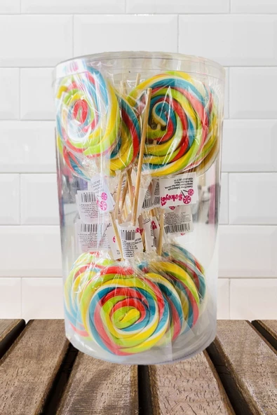 şekeyci Büyük Yuvarlak Çubuklu Lolipop 20gr Sosyete Şekeri 30'lu Paket Renkli