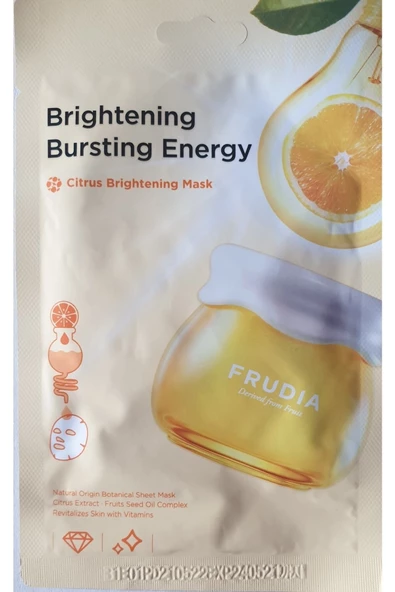 FRUDIA - Brightening Bursting Energy Aydınlık etkili Tek kullanımlık Yüz Maskesi