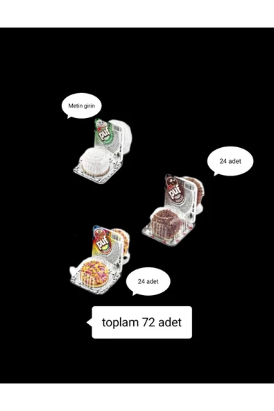 Eti puf hindistan 24 ad. Kakao 24 ad. Renkli 24 ad. Toplam 72 adet eti puf karisik