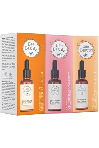 Bee Beauty Vitamin C Antioksidan + Alpha Arbutin Aydınlatıcı + Retinol Kırışıklık Karşıtı Yüz Serumu