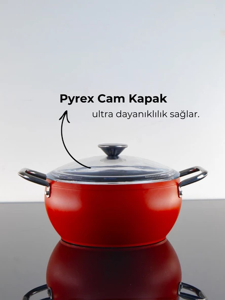 Bonera Pro-Plus 24 Cm Kırmızı Derin Tencere - 3