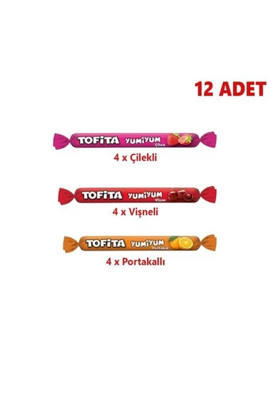KENT Tofita Yumiyum 12'li Karışık Paket (çilek, Portakal, Vişne)