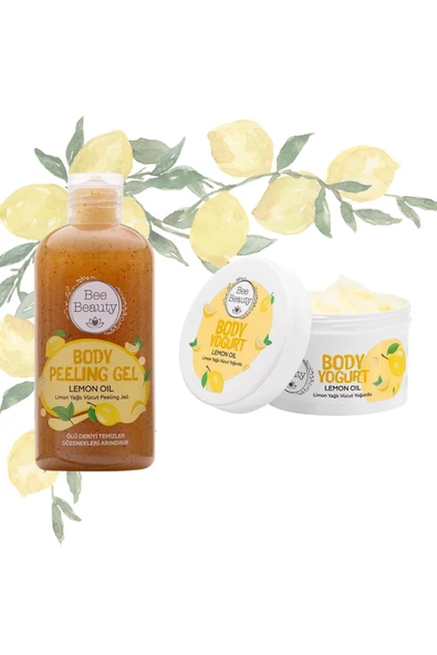 Bee Beauty Limon Yağlı Vücut Peeling Jeli 250 ml - Limon Yağlı Vücut Yoğurdu 250 ml 2li Set