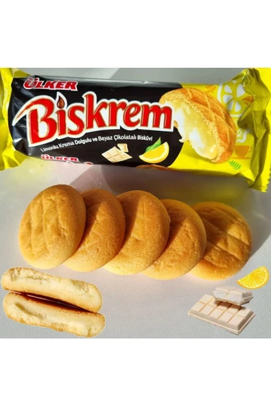 Ülker Biskrem Limonlu Ve Beyaz Çikolatalı Bisküvi 94,5 gr X 18 Adet