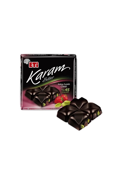 Eti Karam %45 Kakaolu Antep Fıstıklı Çilekli Çikolata 60 g x 10 Adet - 3