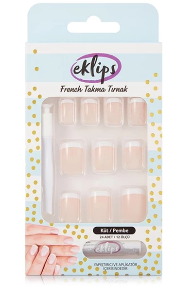 eklips Takma Tırnak French Sedefli Pembe Küt