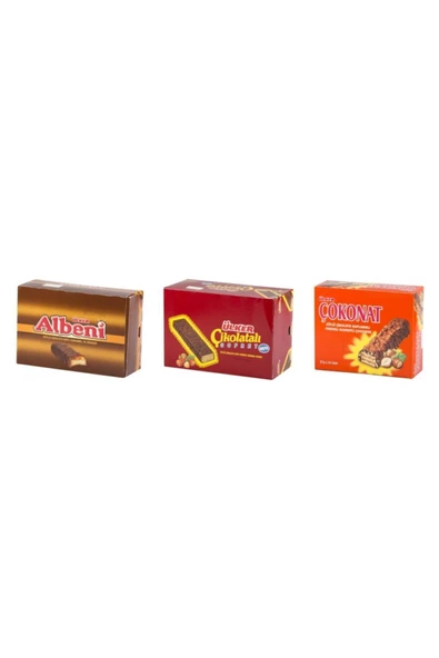 Ülker ÇİKOLATALI GOFRET + ALBENİ + ÇOKONAT 3 KUTU