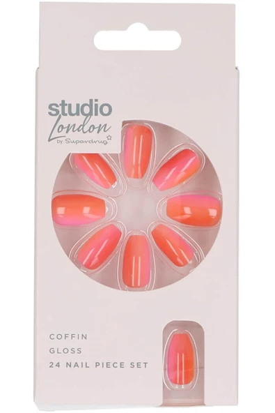 SUPERDRUG Studio Takma Tırnak Ombre Coral