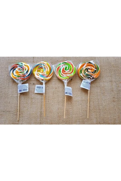 Tadiyus Sosyete Lolipop Şeker 30 Adet 22 gr ( /- 2 Gr) Rengarenk Karışık Meyve Aromalı Ahşap Saplı - 3