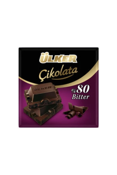 Ülker Bitter Kare Çikolata %80 Kakaolu 60 G * 10 Adet