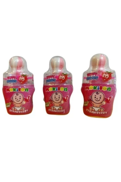 Konsev Happy Sugars Mokibon Lollıpop Powder Strawberry 3 Adet