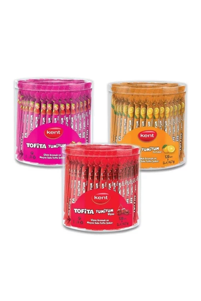 KENT Tofita Yumiyum 3'lü Paket Vişne Çilek Portakal - 360 Adet