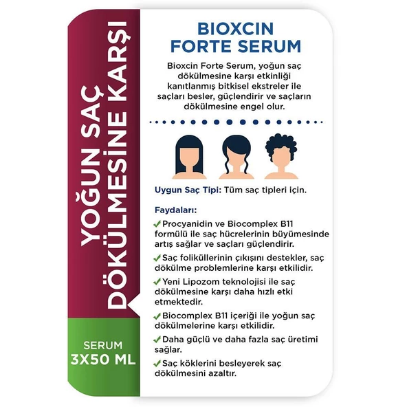 Bioxcin Forte Saç Dökülmelerine Karşı Serum 3x50ml - Resim 3