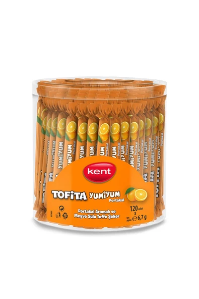 KENT Tofita Yumi Portakal Aromalı Şekerleme 120'li Kavanoz - 2 Adet - 2
