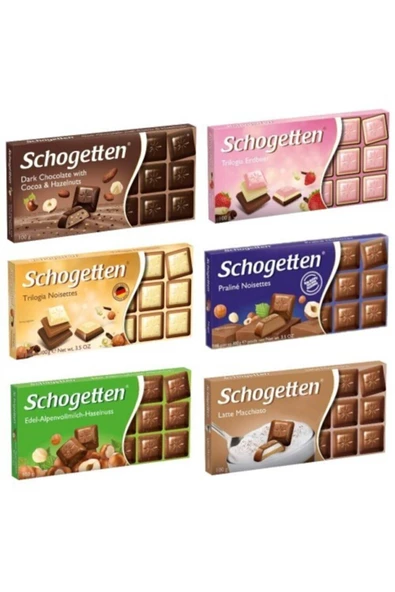 Schogetten Alman Çikolata 6 Çeşit 100 Gr