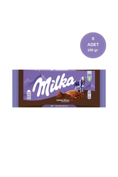 Milka Çikolata Rüyası 100 gr - Tablet Çikolata 6 Adet