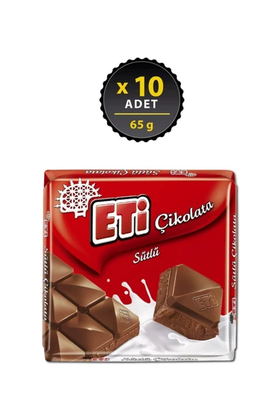 Eti Çikolata Sütlü Kare 65 g x 10 Adet