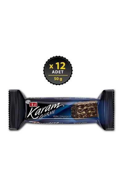 Eti Karam Gurme Bitter Çikolatalı Gofret 50 g x 12 Adet