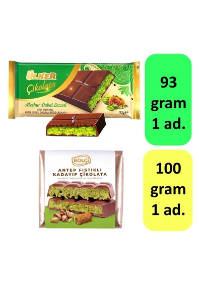 fresh in city ikisi birarada Meşhur Dubai Lezzeti Dubai Çikolatası 93 gr +100 gr.