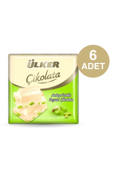 Ülker Beyaz Fıstıklı Kare Çikolata 6 Adet