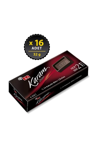 Eti Karam Napoliten Mini Kakaolu Bitter Çikolata 32 G X 16 Adet Yeni Ürün