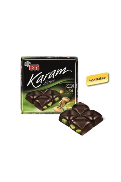 Eti Karam Antep Fıstıklı Kakaolu Bitter Çikolata 70 g x 6 Adet - 3