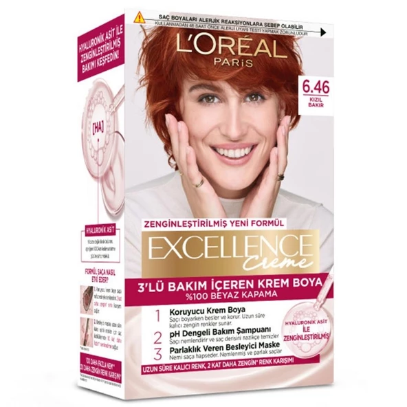Loreal Paris Excellence Creme Saç Boyası 6.46 Kızıl Bakır