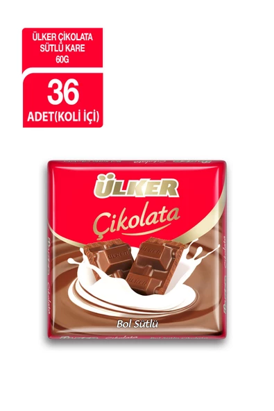 Ülker Sütlü Kare Çikolata 60 gr 36'lı