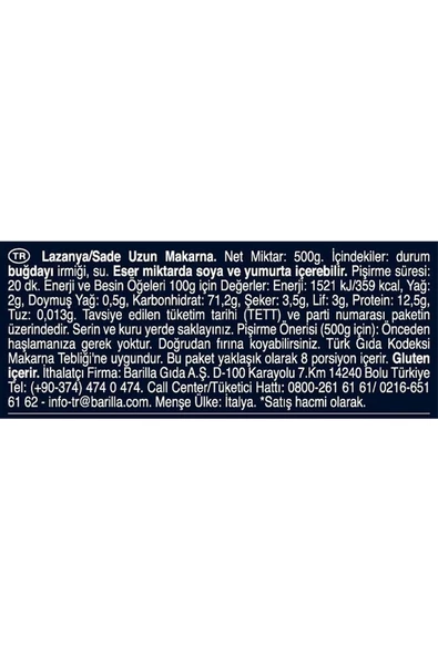 Barilla Lasagne Makarna 500 gr - 3