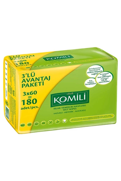 Komili Islak Havlu Mendil 3x60'lı