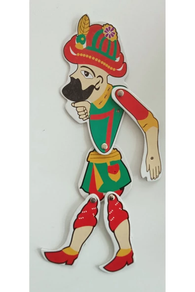 anadolu pazarlama Karagöz Hacivat Kukla Seti Oynar Eklemli 25 Cm Kutulu Set - 3