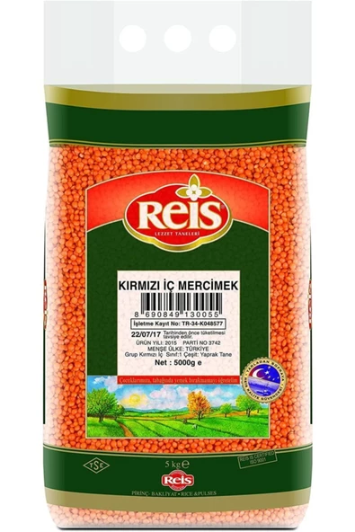 Reis Kırmızı Mercimek 5 Kg