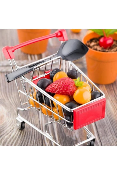 Masaüstü Kırtasiye Minyatür Market Alışveriş Arabası 12 Cm - 2