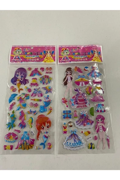 BONBON Giydirmeli 2'li Mor Saçlı Bebek Kabartmalı Sticker