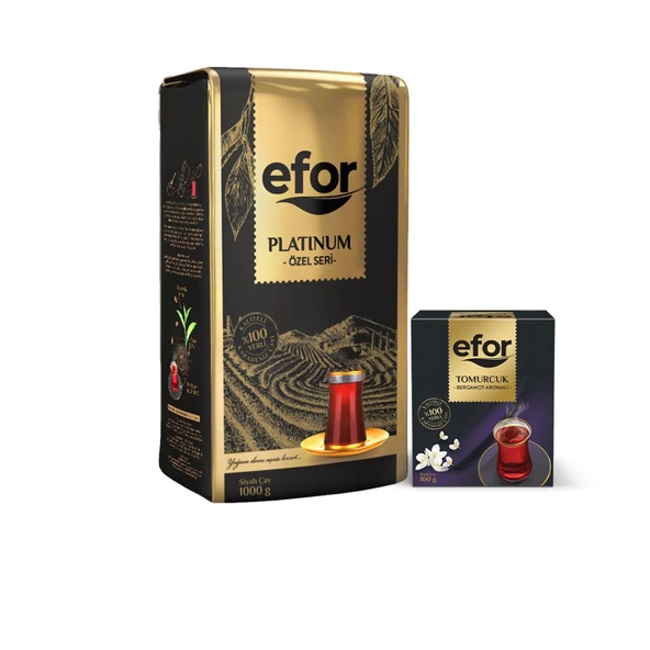 Efor Platinum 1000 gr-Efor Bergamot Aromalı Tomurcuk Çay Dökme Çay 100gr-Set