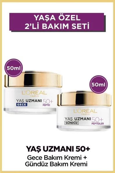 L'Oreal Paris Yaş Uzmanı 50+ Kırışıklık Karşıtı Yenileyici Gündüz & Gece Kremi Seti