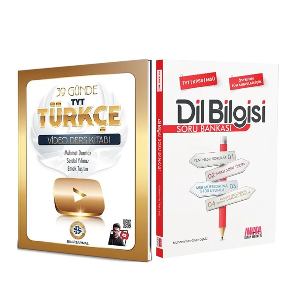 Bilgi Sarmal TYT Türkçe 39 Günde Video Ders Kitabı ve AKM Dil Bilgisi Soru Bankası Seti 2 Kitap
