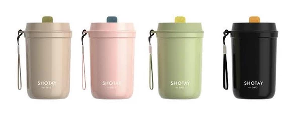 Shotay Strow Çelik Termos Mug 410Ml Krem - 7