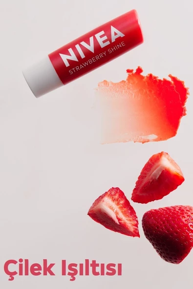 NIVEA Dudak Bakım Kremi Ve Dudak Parlatıcı 4.8gr, Çilek Kokusu, 24 Saat Nemlendirici, Hafif Kırmızı Işıltı - 3