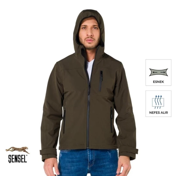 Şensel, Softshell Mont, Haki -91E2525- Su İtici, Rüzgar Geçirmez - 5