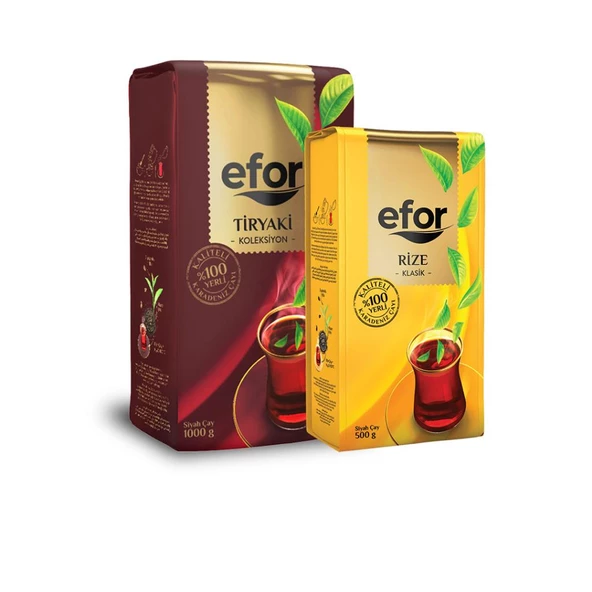 Efor Tiryaki 1000gr - Efor Rize Çay 500 gr Dökme Çay-Set