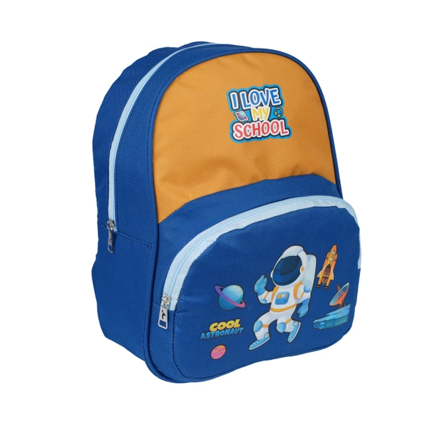 Relaxion 3031 Astronot Desenli Lacivert-Hardal Anaokul Çantası