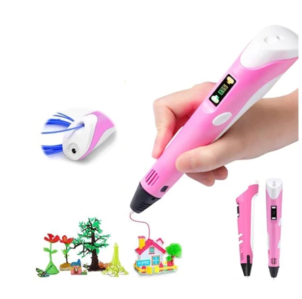 QASUL 3D Kalem Çocuklar Yaratıcı 3d Çizim Baskı Kalem Pla Filament Çocuk Oyuncakları Pembe - 2