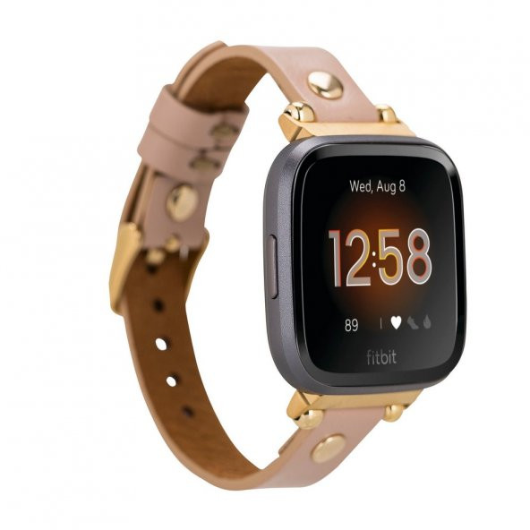Fitbit Versa-Versa Lite-Versa 2 Uyumlu Deri Kordon GT NU1 Pembe